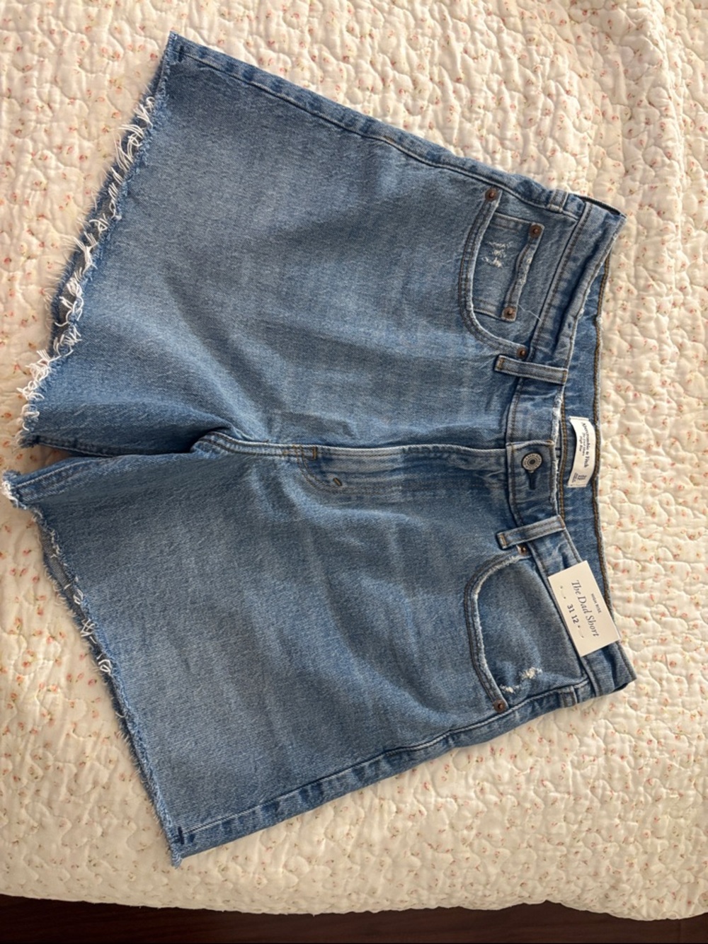 Abercrombie & Fitch Light Blue High-Waist Denim Shorts